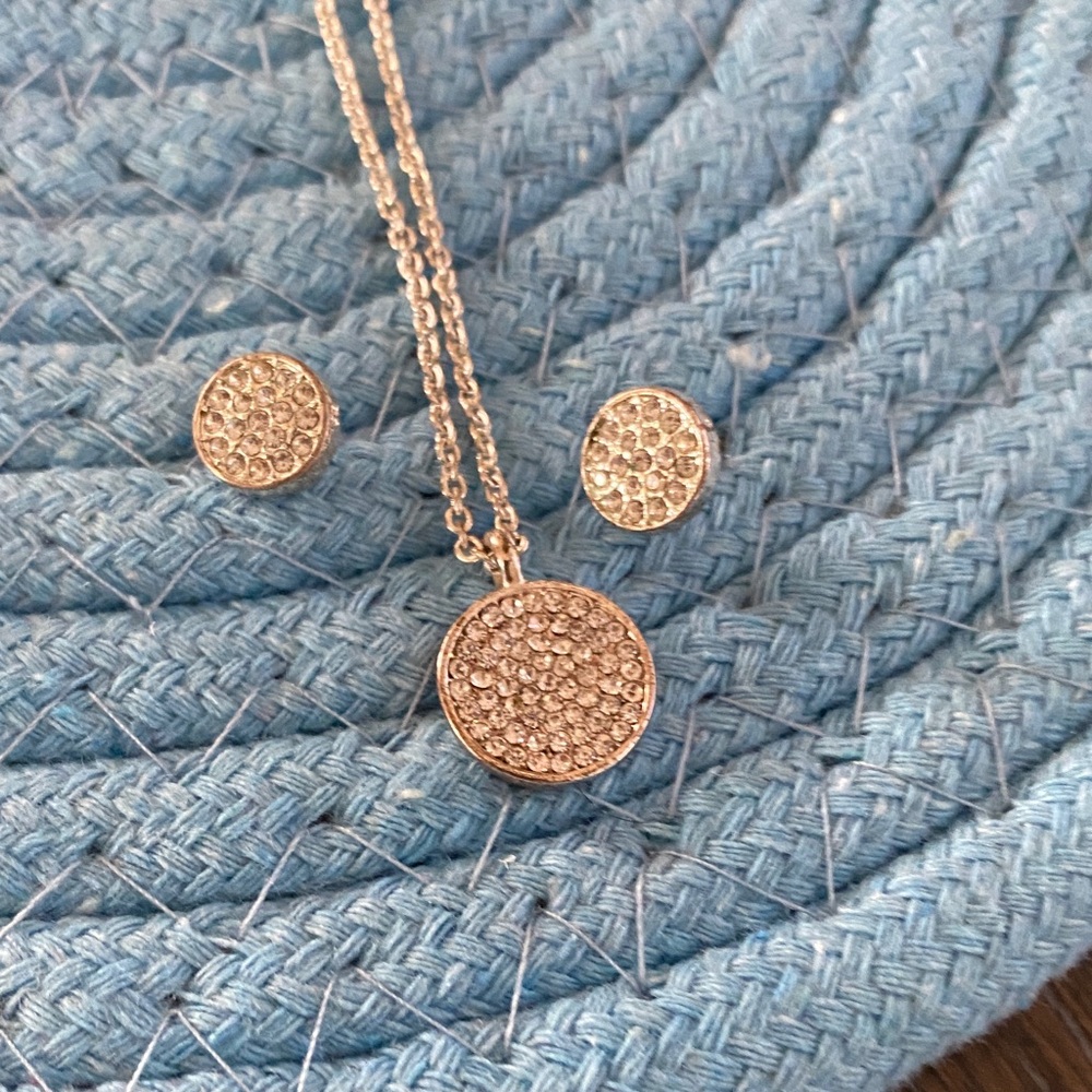 Anne Klein Sparkling Silver Necklace and Earring Set